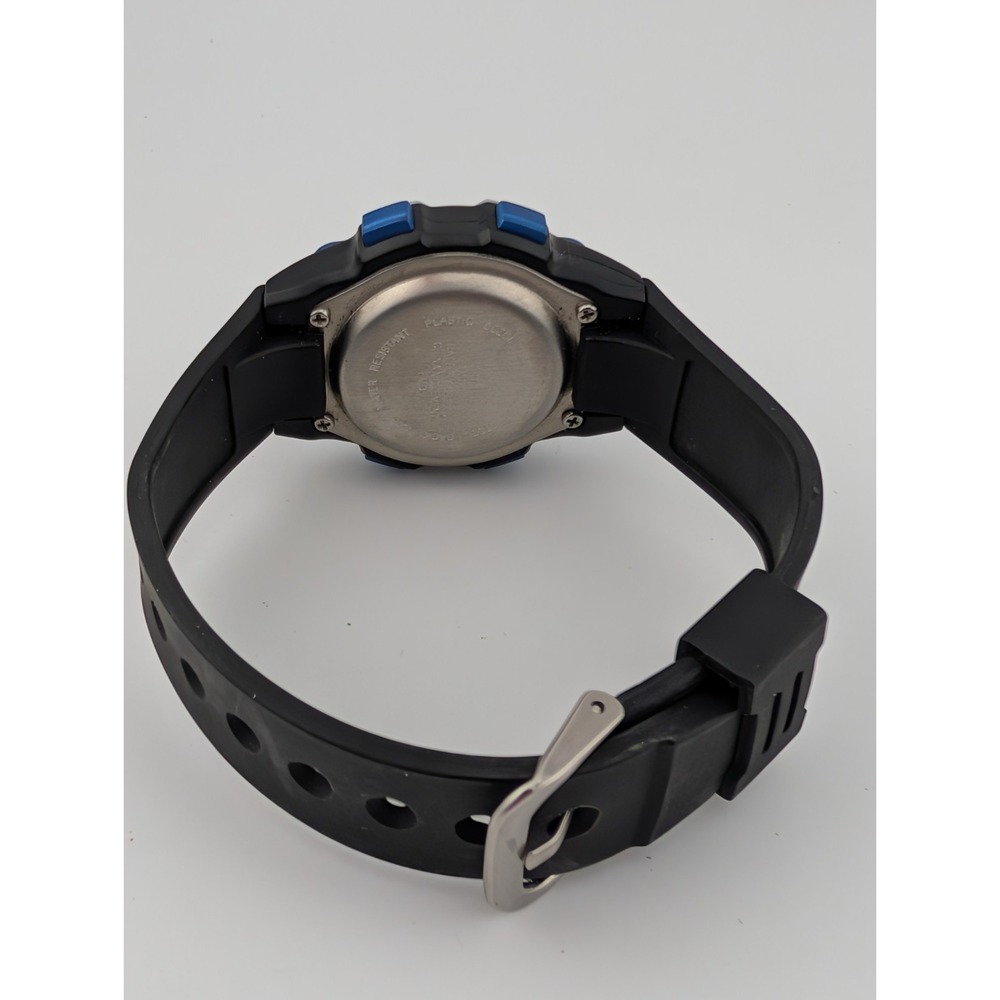 Time & Tru Digital Watch Women 32mm Case Blue Bezel‎ Black Band- New Battery - Picture 4 of 6